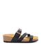 Leather Women's Flat Sandals Anatomic in Black Color