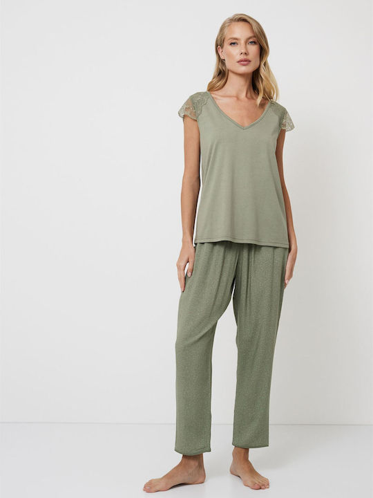 Aruelle Sommer Damen Pyjama-Set Green
