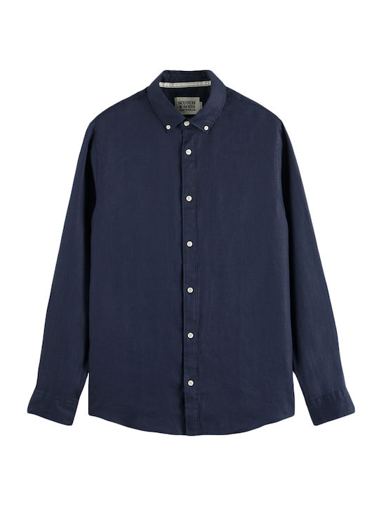 Scotch & Soda Core Μακρυμάνικo Λινό Πουκάμισο Μπλε