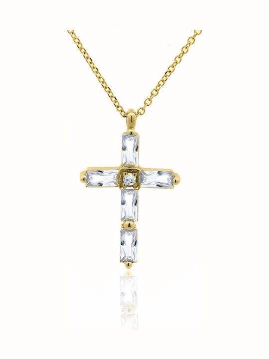 Metrongold Damen Gold Kreuz 18K mit Kette