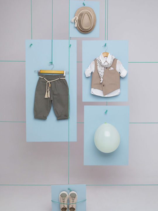 Baptism Suit for Boy Gabriel Beige-Olive 1715 Bambolino Bmb-1715
