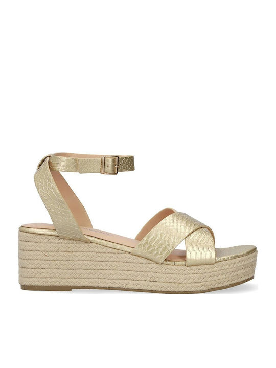 Women's Ankle Strap Platforms Gold