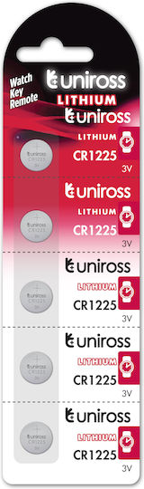 Uniross Cr1225 Button Cell Lithium Battery 5pack