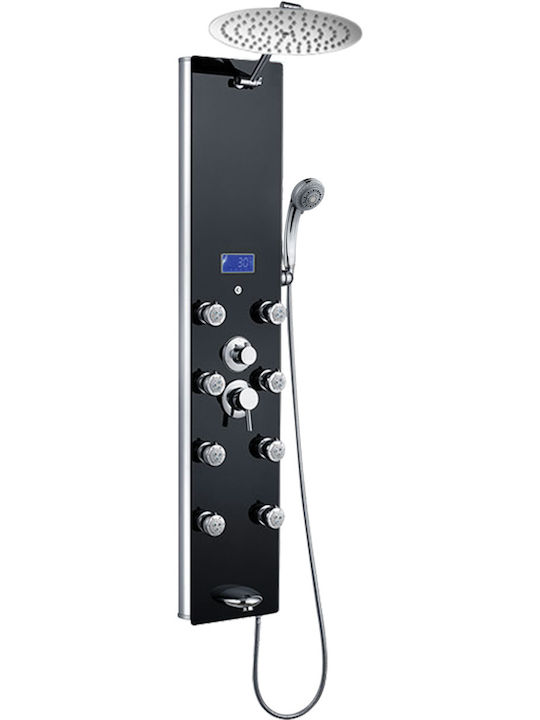 Duschsäule & Hydromassage Vinci Dark Crystal J798010+v771037 Schwarz Glänzend
