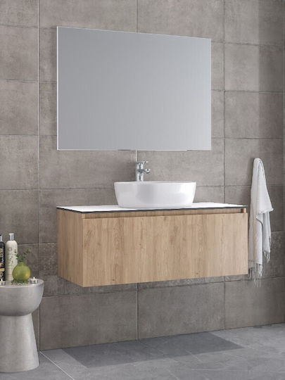 Έπιπλο Royal Sevilla 100 Walnut 101x46x35cm Επικαθήμενο Νιπτήρα Βάση Νιπτήρας Καθρέπτης