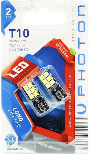 Photon Lămpi Autoturismului T10 / W5W LED Alb 12V 1buc