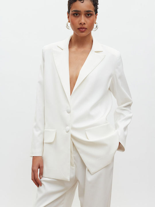 Mix & Match Showroom Γυναικείο Σακάκι Λευκό