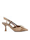 Synthetic Leather Beige Heels with Strap