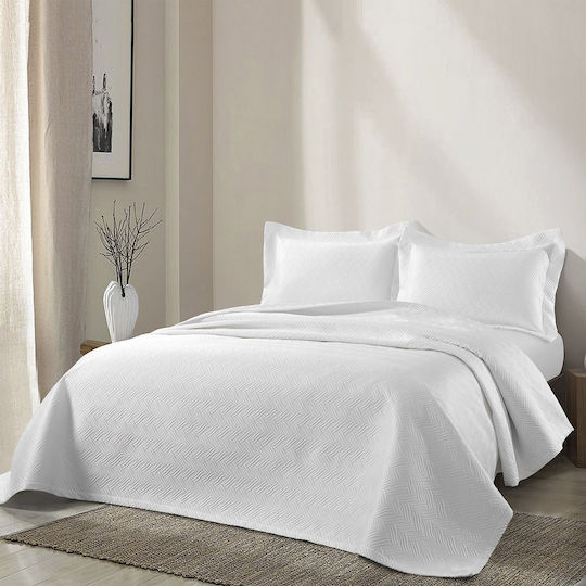 Beauty Home Aeva Art 12323 Set Coverlet Queen Size White 230x250cm
