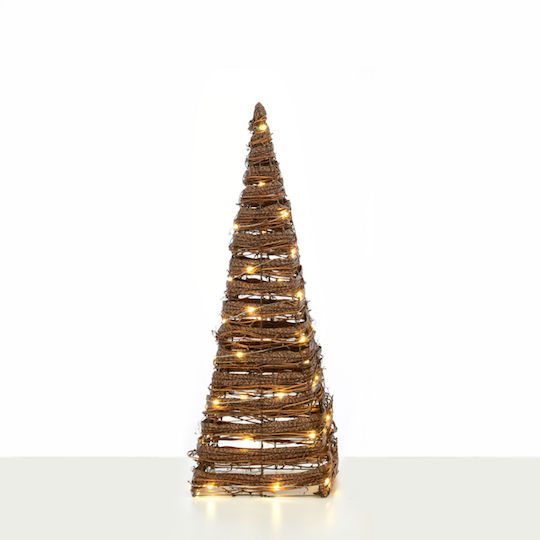 Christmas Decorative Illuminated Metal Tree Cone 60cm IP20 Electric Beige Natural Rattan Cone Tree
