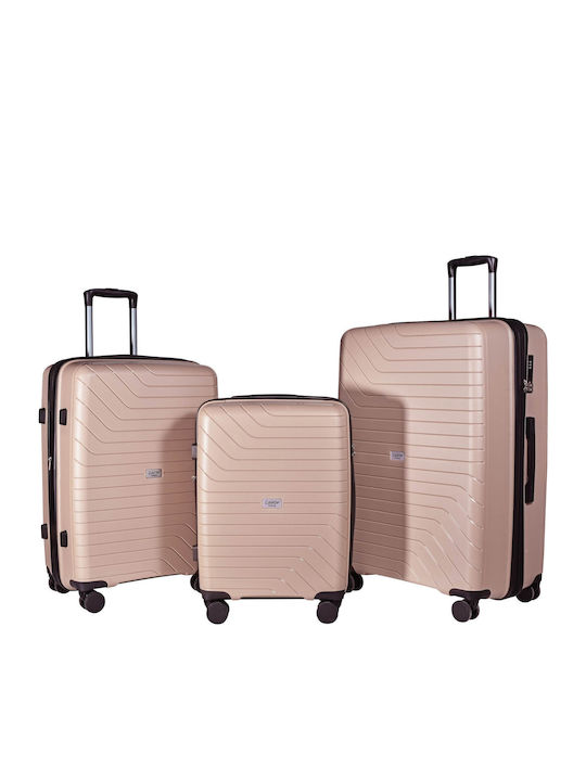 Lavor Hard Travel Suitcases Beige with 4 Wheels...