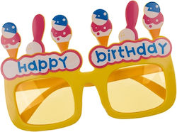 Αστεία Γυαλιά Γενεθλίων Happy Birthday Κίτρινο Παγωτό Πλαστικό 15x10x14.5