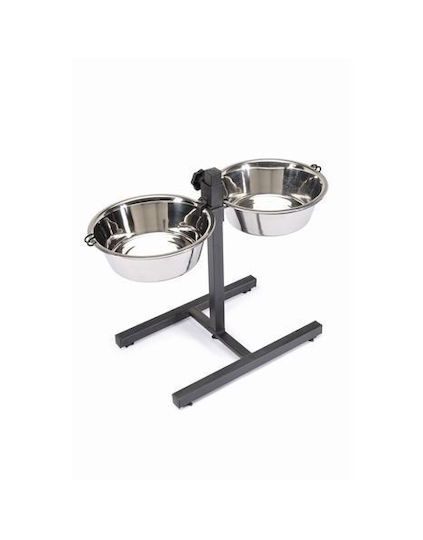 Camon Stainless Steel Bowl Food & Water for Dog with Base 2x 900ml 16cm