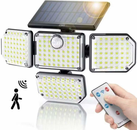 Siks Outdoor Solar Lamp Solar Panel 185 Powerful Leds Garden Pathway Home Entrance Adjustable Lamp In 4 Points Neutral Light Remote Control Light Motion Sensors Ip65 Waterproof Jh2728 Black