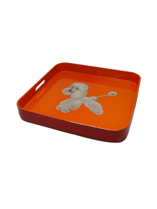 WD Lifestyle Quadratisch Serviertablett mit Griffen in Orange Farbe 34x34cm 1Stück