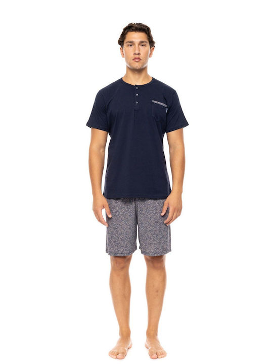 Ulisse Men's Summer Pajamas Set Midnight Blue, Yacht Blue
