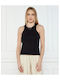 Women's Cotton Sleeveless Black Top