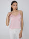 Monroe Women's Blouse Satin Sleeveless Pink