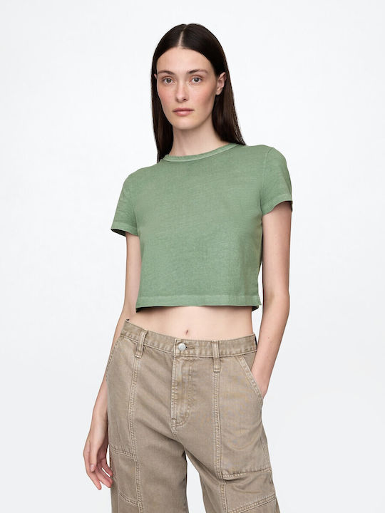 Women's Crop Top Cotton Gasoline Green