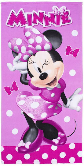 Dimcol Παιδική Πετσέτα Θαλάσσης Ροζ Minnie 140x70εκ.
