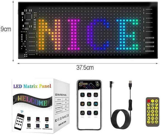Flexibles LED-Schild RGB Bluetooth Animierte Bilder Text über App 37,5x9cm LED-Matrix-Panel 074137