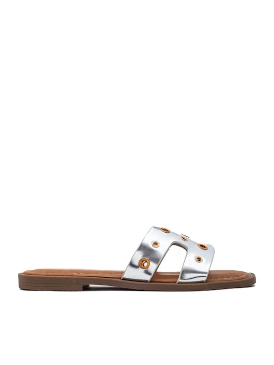Women's Flat Sandals in Silver Color