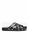 Irene Studded Leather Flat Leather Women's Flat Sandals in Black Color