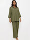 Dama Tesatura Pantaloni cu Elastic Olive