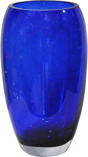 Krosno Blue Crystal Vase 19xH35cm