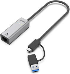 Unitek Converter Usb-c To Lan Gigabit Ethernet+usb-a Y-3465a