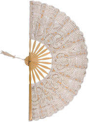 Silk Fashion Handmade Beige Fan 27cm
