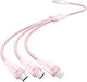 Vention Geflochtenes USB-zu-Lightning / Typ-C / Micro-USB Kabel 2A Rosa 1,5m CTPPG