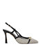 Leather Ecru Heels with Strap