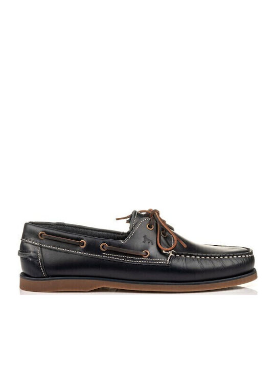 Boxer Men's Leather Boat Shoes Blue