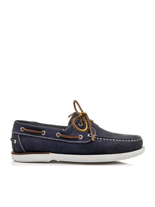 Boxer Men's Leather Boat Shoes Blue