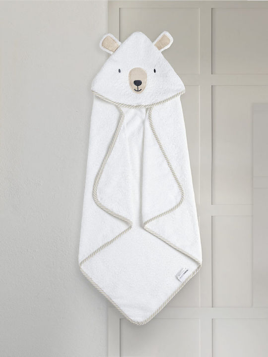 Nima Baby Bath Towel-Bathrobe Hooded Magic Party White 75x75cm