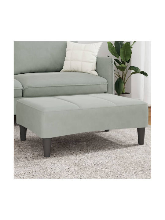 Velvet Upholstered Footstool Light Gray 77x55x31cm