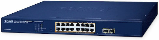 Planet Technology GS-2210-16P2S Managed L2 PoE+ Switch με 16 Θύρες Gigabit (1Gbps) Ethernet και 2 SFP Θύρες