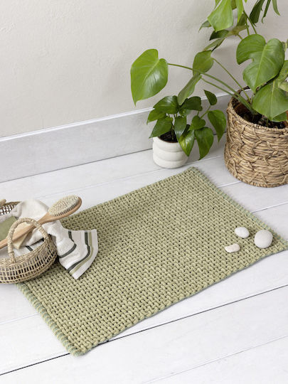 Nima Badematte Synthetisch,Polyester/Cotton/Leather Rechteckig Mist Olive Green 50x80cm