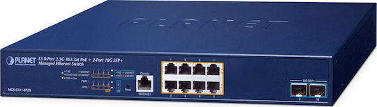 Planet Technology MGS-6311-8P2X Managed L2 PoE+ Switch με 8 Θύρες Gigabit (1Gbps) Ethernet και 2 SFP Θύρες