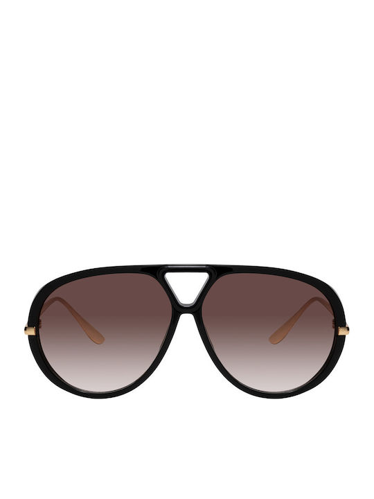 Fano Unisex Sonnenbrillen mit Schwarzem Horn umrandetem Rahmen und Schwarzem Glas