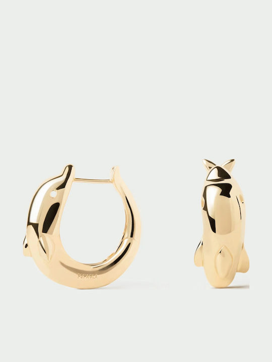 Kritsimis Earrings Hoops made of Silver Gold Plated with Stones