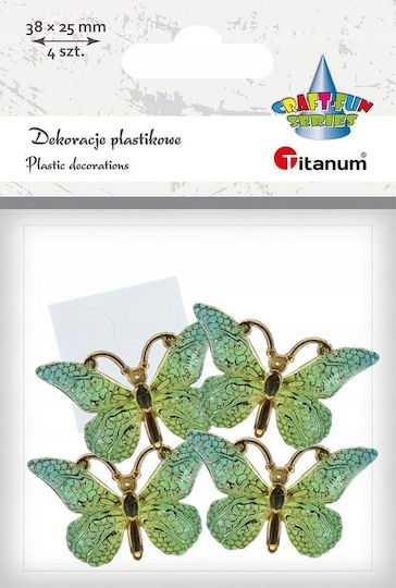 Titanum Plastic Decorative Sticker for DIY Crafts Green 4pcs 3.8x2.3cm