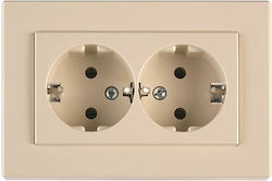 Socket Dublu Mortice Πρίζα Ρεύματος Bej 1buc