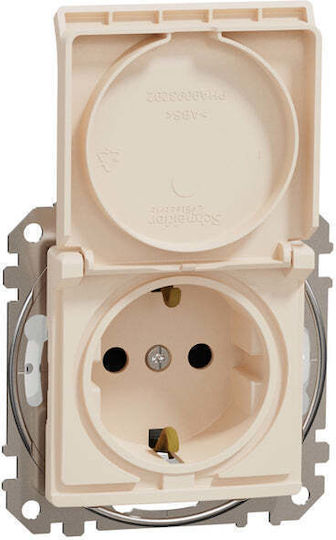 Schneider Electric Sedna Design Single Mortice Πρίζα Ρεύματος Στεγανή Bej 1buc