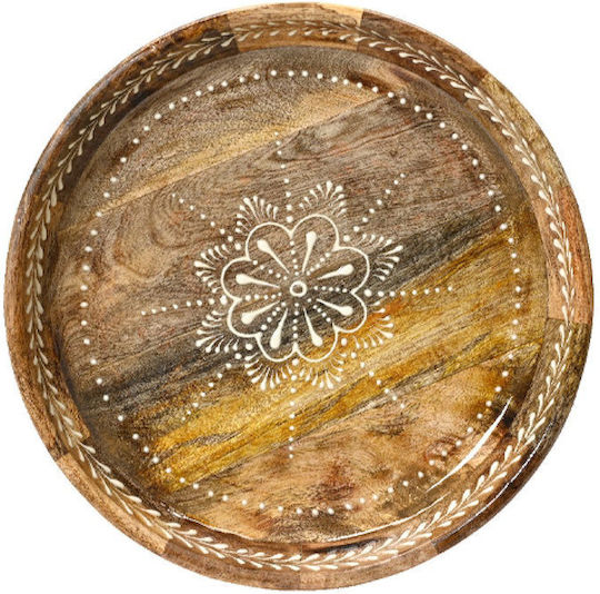 Kaemingk Wooden Round Serving Tray in Brown Color 30x30x30cm 1pcs