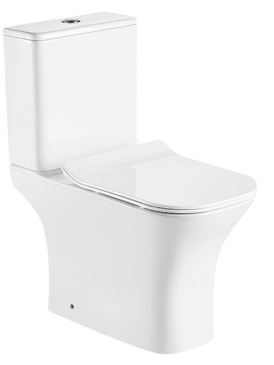 Biojet Stehende Toilette Randlos mit Spülung mit Deckel Duroplast Sanftes Schließen Weiße Biojet Stehende Toilette Randlos mit Spülung mit Deckel Duroplast Sanftes Schließen Weiße