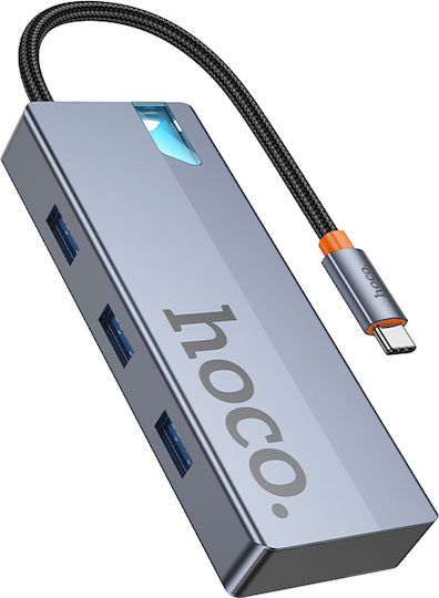 Hoco Hub 5 Θυρών USB 3.0 με σύνδεση USB-C Γκρι