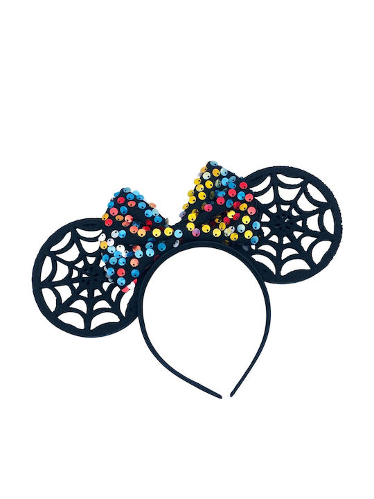 Polihome Детска Стека За Коса Disney Minnie Halloween Паяжина Уши С Лък Черна