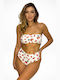 Bikini Set Strapless Top & Slip Bottom white strawberries